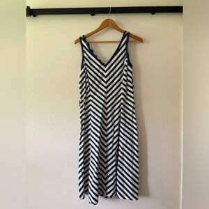 Jones New York Blue and White Stripe Sleeveless Dress (Size 10)